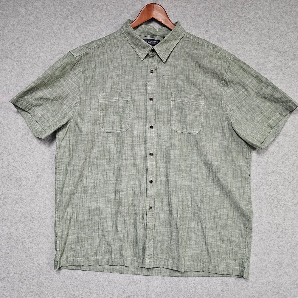 Roundtree & Yorke Men's 2XL Green Short Sleeve Button-Down Casual Shirt
